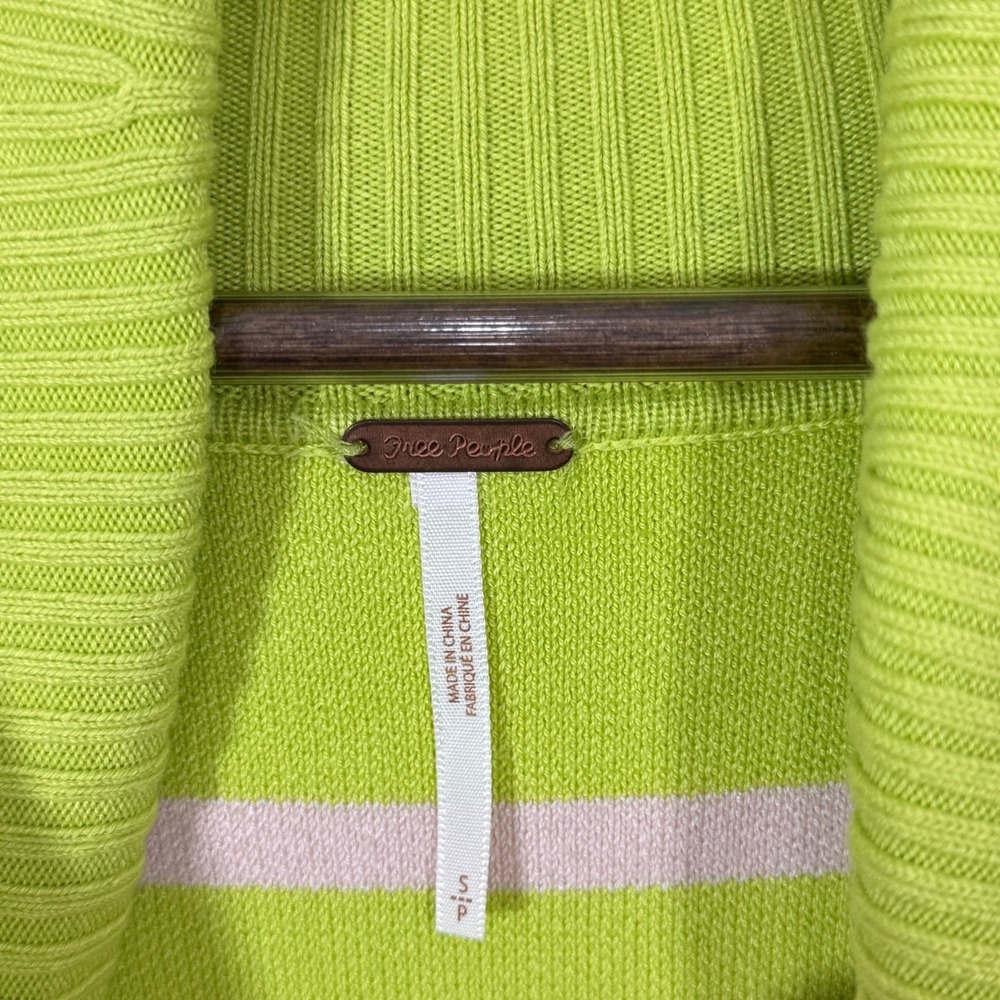 Free People Paulie Sweater Small Lemonade Stripe Turtleneck Cropped OB1751762 - Picture 6 of 8